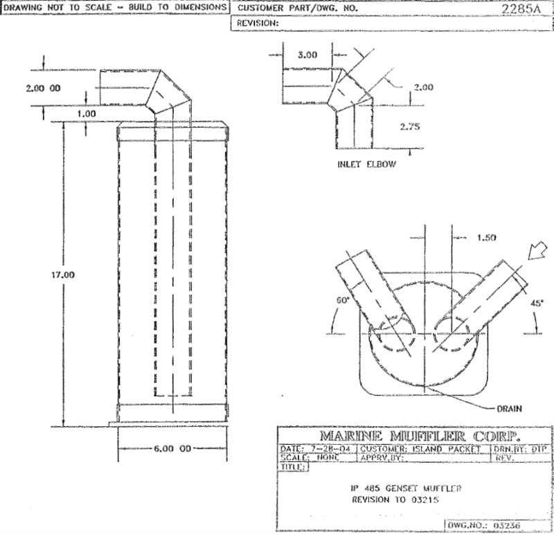 Centek XIISL3236 Island Packet 485 Genset Muffler